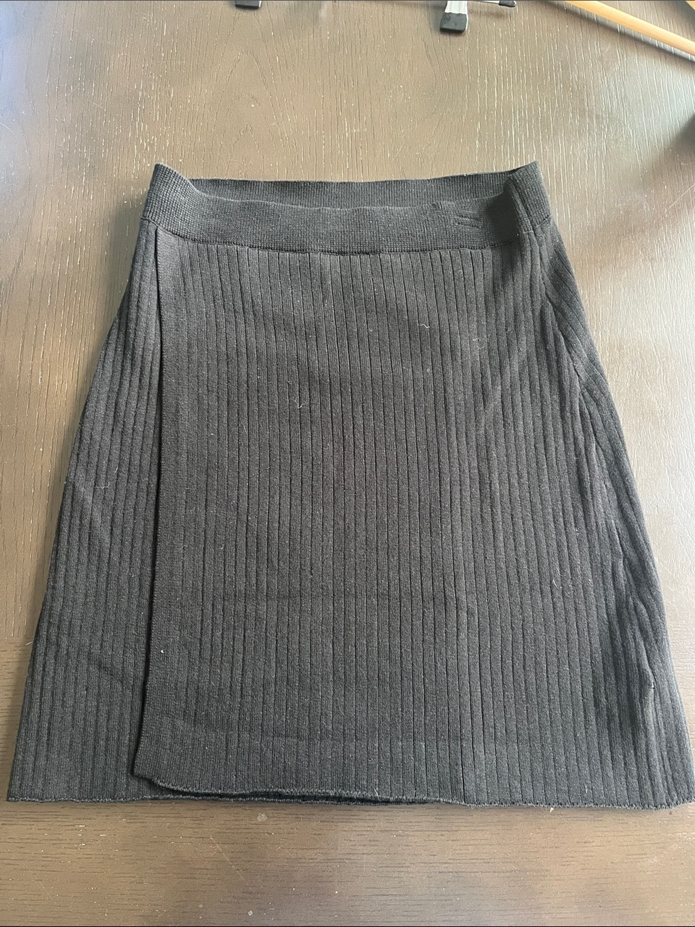 Free People Black Ribbed Knit A-Line Skirt